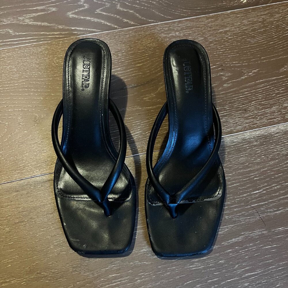 JustFab black square toe kitten heel